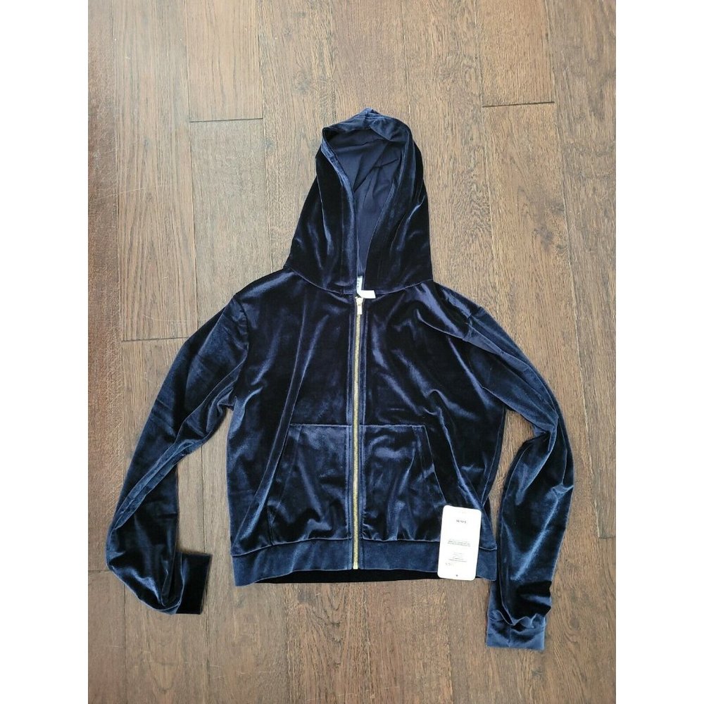 Fabletics Donna Velour Hoodie Zip Up Deep Navy Blue Women's Small